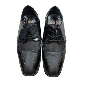 Boys Felipe Stefano Brand Black Patent Leather Lace Up‎ Dress Shoes Size 6
